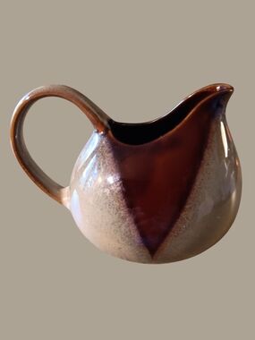 Sango Brown and Cream Drip Glaze Ceramic Cream Pitcher